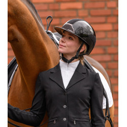 Capacete de equitação Swing H24 Lady Spark Preto brilhante com purpurinas Capacete de equitação Swing H24 Lady Spark Preto brilhante com purpurinas