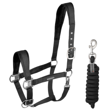 Cabresto e guia Waldhausen Velvet Preto Cabresto e guia Waldhausen Velvet Preto