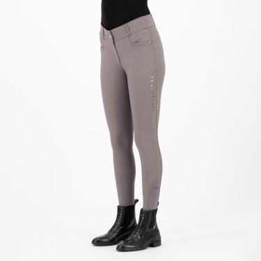 Calça de equitação HV Polo Favourite Midwaist FullGrip Areia escura Cinzento