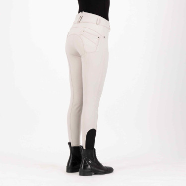 Calça de equitação HV Polo Ellen Cintura Alta FullGrip Cinza Zinco Bege