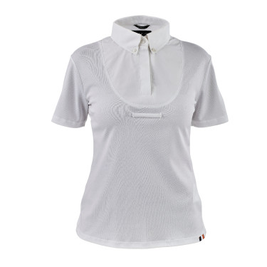 Blusa com laço de lavallière de mangas curtas jovem cavaleiro Shires Aubrion Branco