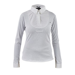 Camisa com laço de lavallière de mangas compridas para jovem cavaleiro Shires Aubrion Branco