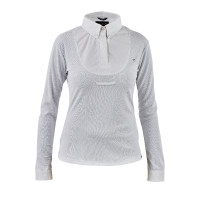 Camisa com laço de lavallière de mangas compridas para jovem cavaleiro Shires Aubrion Branco