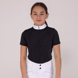 Camisa de competição Optima LX jovem cavaleiro Shires Aubrion Preto