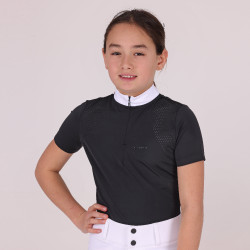 Camisa de concurso Optima Qx jovem cavaleiro Shires Aubrion Preto