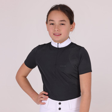 Camisa de concurso Optima Qx jovem cavaleiro Shires Aubrion Preto