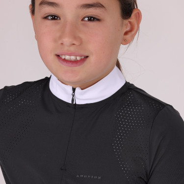 Camisa de concurso Optima Qx jovem cavaleiro Shires Aubrion Preto