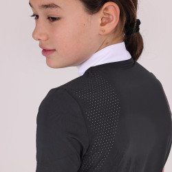 Camisa de concurso Optima Qx jovem cavaleiro Shires Aubrion Preto