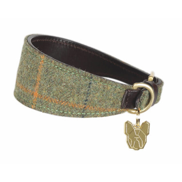 Coleira de tweed para galgo Shires Digby & Fox Xadrez vermelho/amarelo/azul Motivos