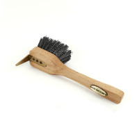 Cureta com escova Premium Shires Ezi-Groom Madeira Bege