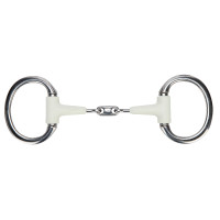 Mordedor oliva com anel plano, dupla rutura EquiKind Softie Shires Aço Cinzento