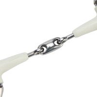 Mordedor oliva com anel plano, dupla rutura EquiKind Softie Shires Aço Cinzento
