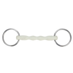 Mordedor de argolas soltas com cano curvo EquiKind Softie Shires Aço Cinzento