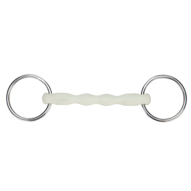 Mordedor de argolas soltas com cano curvo EquiKind Softie Shires Aço Cinzento