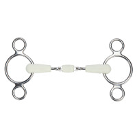Mors gag de dois anéis com dupla rutura EquiKind Softie Shires Aço Cinzento