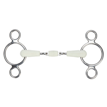 Mors gag de dois anéis com dupla rutura EquiKind Softie Shires Aço Cinzento
