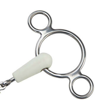 Mors gag de dois anéis com dupla rutura EquiKind Softie Shires Aço Cinzento
