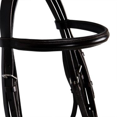 Bridão de adestramento em couro Dressage Equestro Castanho escuro Bridão de adestramento em couro Dressage Equestro Castanho escuro