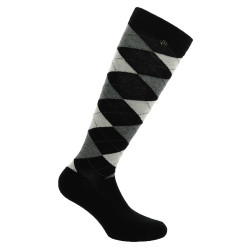 Meias de equitação femininas estilo Argyle