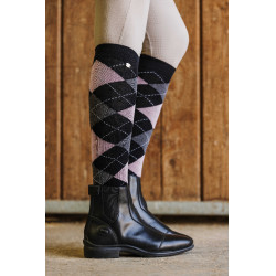Meias de equitação femininas estilo Argyle