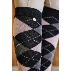 Meias de equitação femininas estilo Argyle