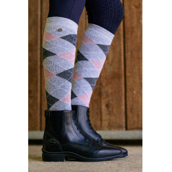 Meias de equitação femininas estilo Argyle