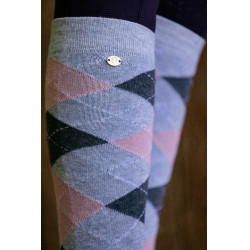 Meias de equitação femininas estilo Argyle
