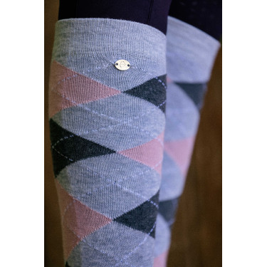 Meias de equitação femininas estilo Argyle