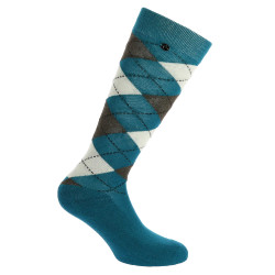 Meias de equitação femininas estilo Argyle