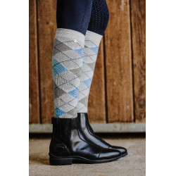 Meias de equitação femininas estilo Argyle