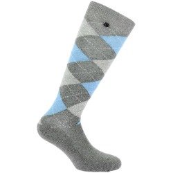 Meias de equitação femininas estilo Argyle