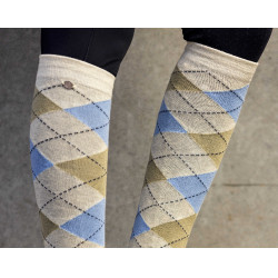 Meias Equithème Argyle feminina Caqui / cinzento