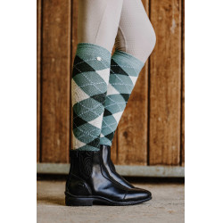 Meias de equitação femininas estilo Argyle