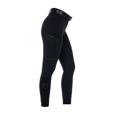 Calças slim fit femininas de cintura alta Equestro Ridertechnology full grip