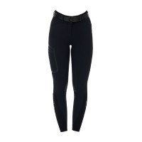 Calças slim fit femininas de cintura alta Equestro Ridertechnology full grip Preto