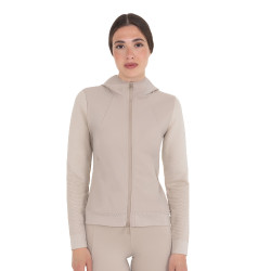 Moletom técnico feminino com capuz e inserções em micro mesh Oxford bronzeado Rosa