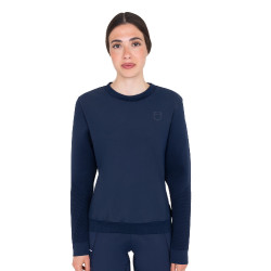 Sweatshirt técnica feminina gola redonda com inserts em micro mesh Blazer marinho Azul-marinho