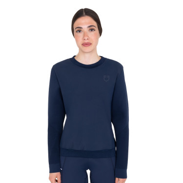 Sweatshirt técnica feminina gola redonda com inserts em micro mesh Blazer marinho Azul-marinho