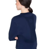 Sweatshirt técnica feminina gola redonda com inserts em micro mesh Blazer marinho Azul-marinho