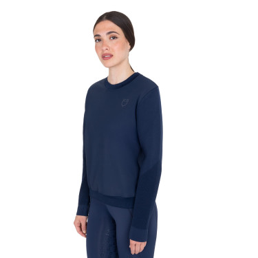 Sweatshirt técnica feminina gola redonda com inserts em micro mesh Blazer marinho Azul-marinho