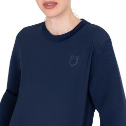Sweatshirt técnica feminina gola redonda com inserts em micro mesh Blazer marinho Azul-marinho