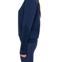 Sweatshirt técnica feminina gola redonda com inserts em micro mesh Blazer marinho Azul-marinho