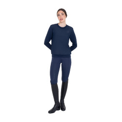 Sweatshirt técnica feminina gola redonda com inserts em micro mesh Blazer marinho Azul-marinho