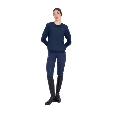 Sweatshirt técnica feminina gola redonda com inserts em micro mesh Blazer marinho Azul-marinho