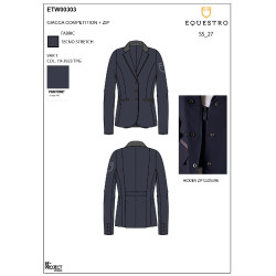 Casaco de competição feminino com fecho e botões Blazer marinho Azul-marinho