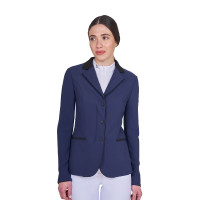 Casaco de competição feminino com fecho e botões Blazer marinho Azul-marinho