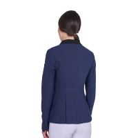Casaco de competição feminino com fecho e botões Blazer marinho Azul-marinho