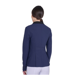Casaco de competição feminino com fecho e botões Blazer marinho Azul-marinho