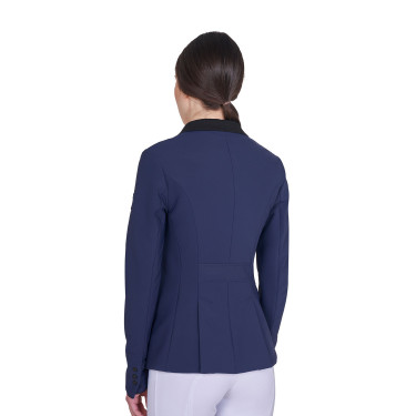 Casaco de competição feminino com fecho e botões Blazer marinho Azul-marinho