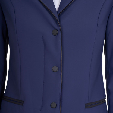 Casaco de competição feminino com fecho e botões Blazer marinho Azul-marinho
